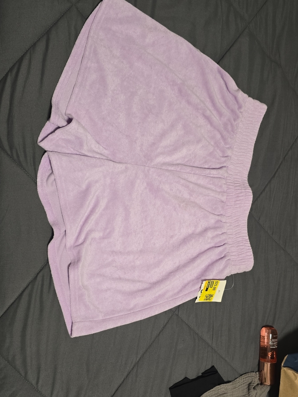 Lilac Terry Athletic Shorts with Elastic Waistband